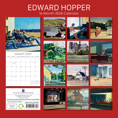 Edward Hopper - 2024 Square Wall Calendar 16 Months Arts Planner Christmas Gift