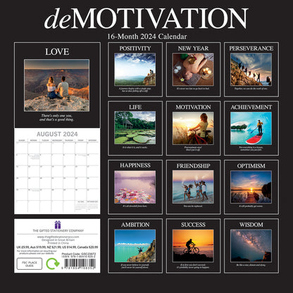 Demotivation 2024 Square Wall Calendar 16 Months Planner Christmas New Year Gift