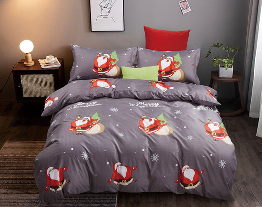 Christmas Santa Queen Size Quilt/Duvet Cover Set