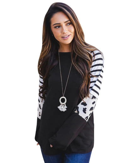 Azura Exchange Animal Print Colorblock Long Sleeve Top - S