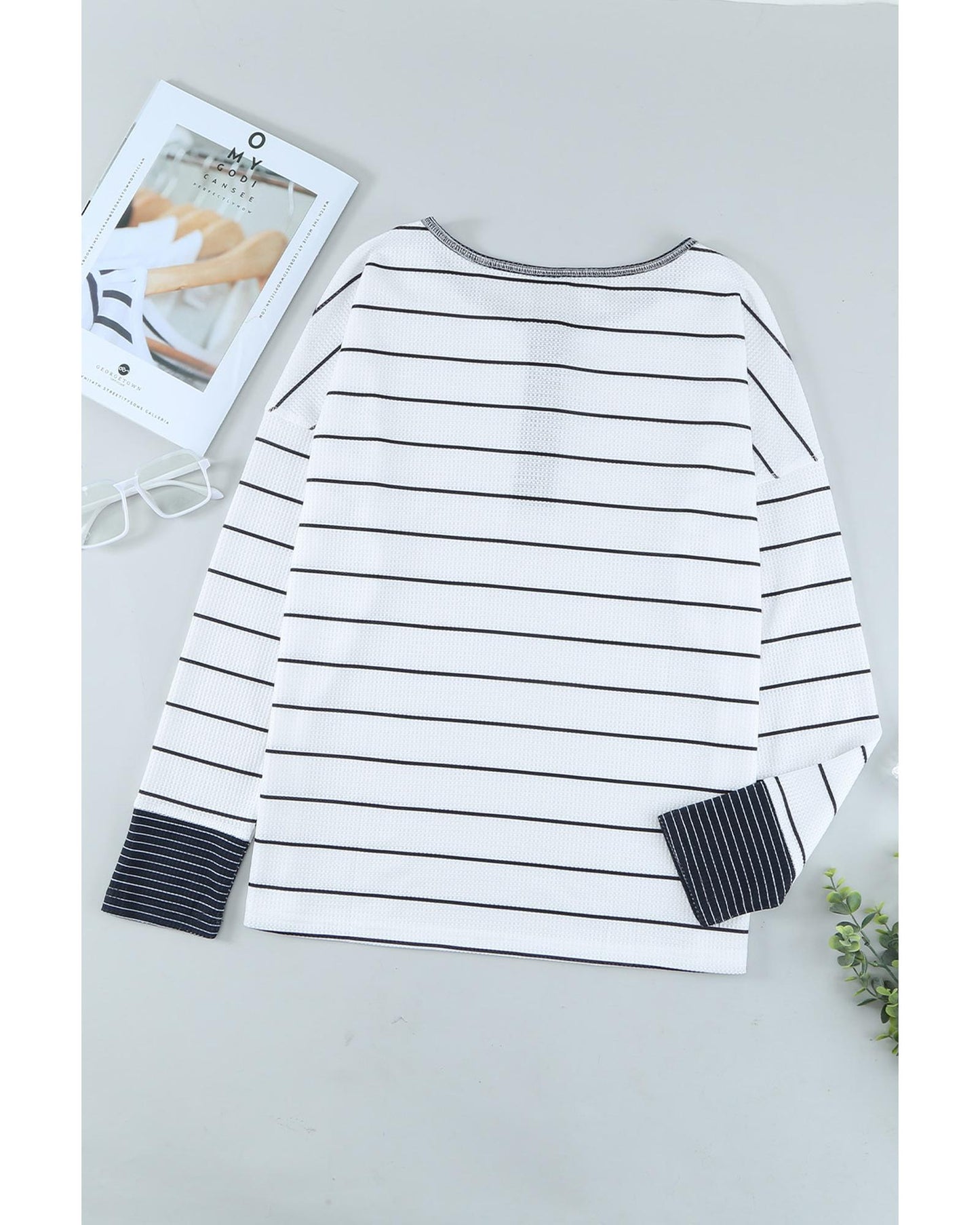 Azura Exchange Buttoned Color Block Waffle Knit Shirt - L