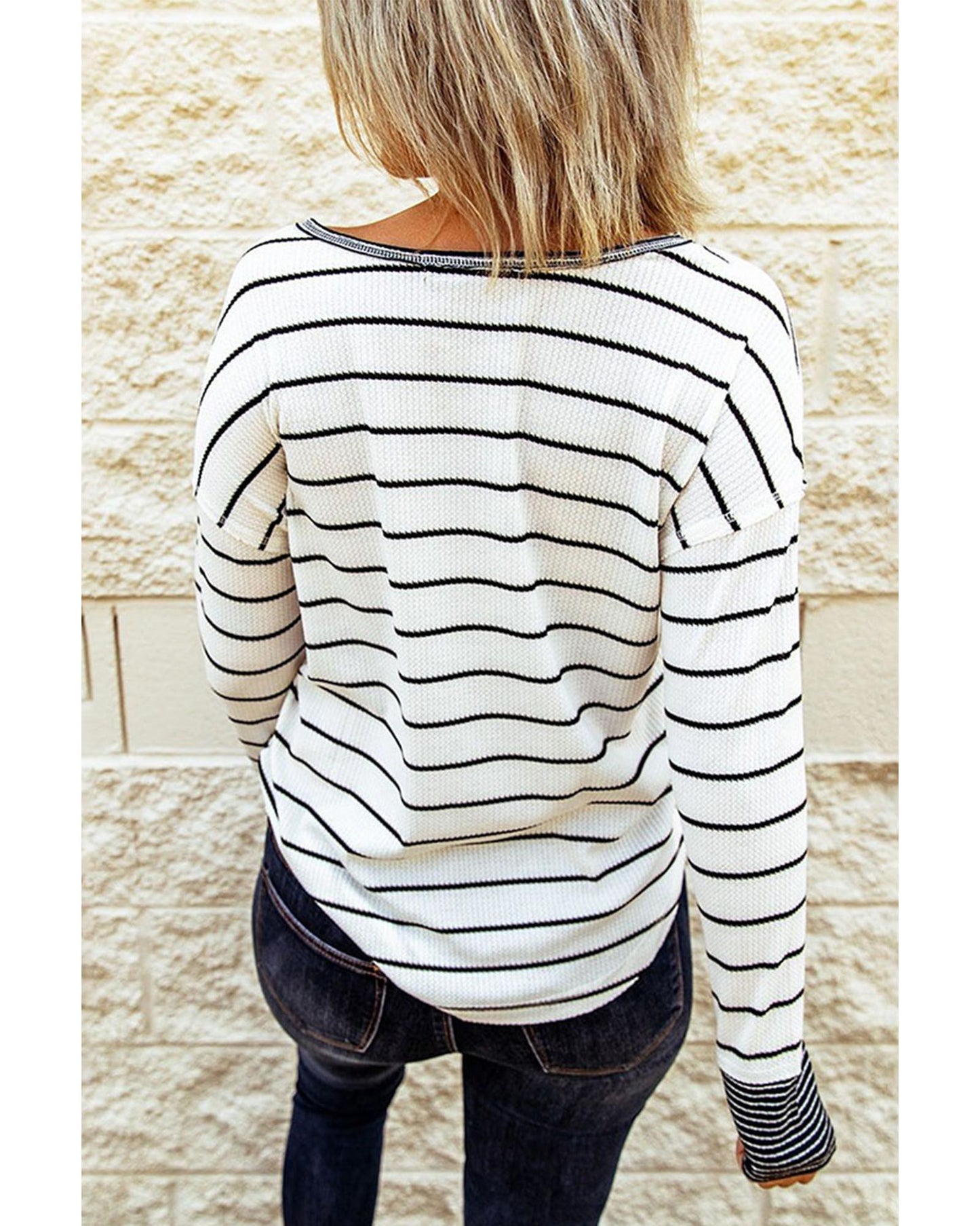 Azura Exchange Buttoned Color Block Waffle Knit Shirt - L