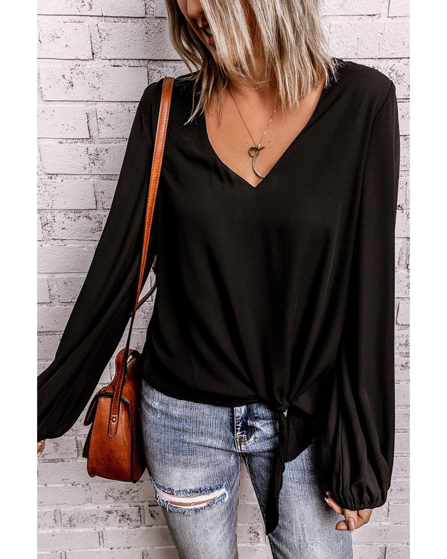 Azura Exchange Bubble Sleeve Blouse - S