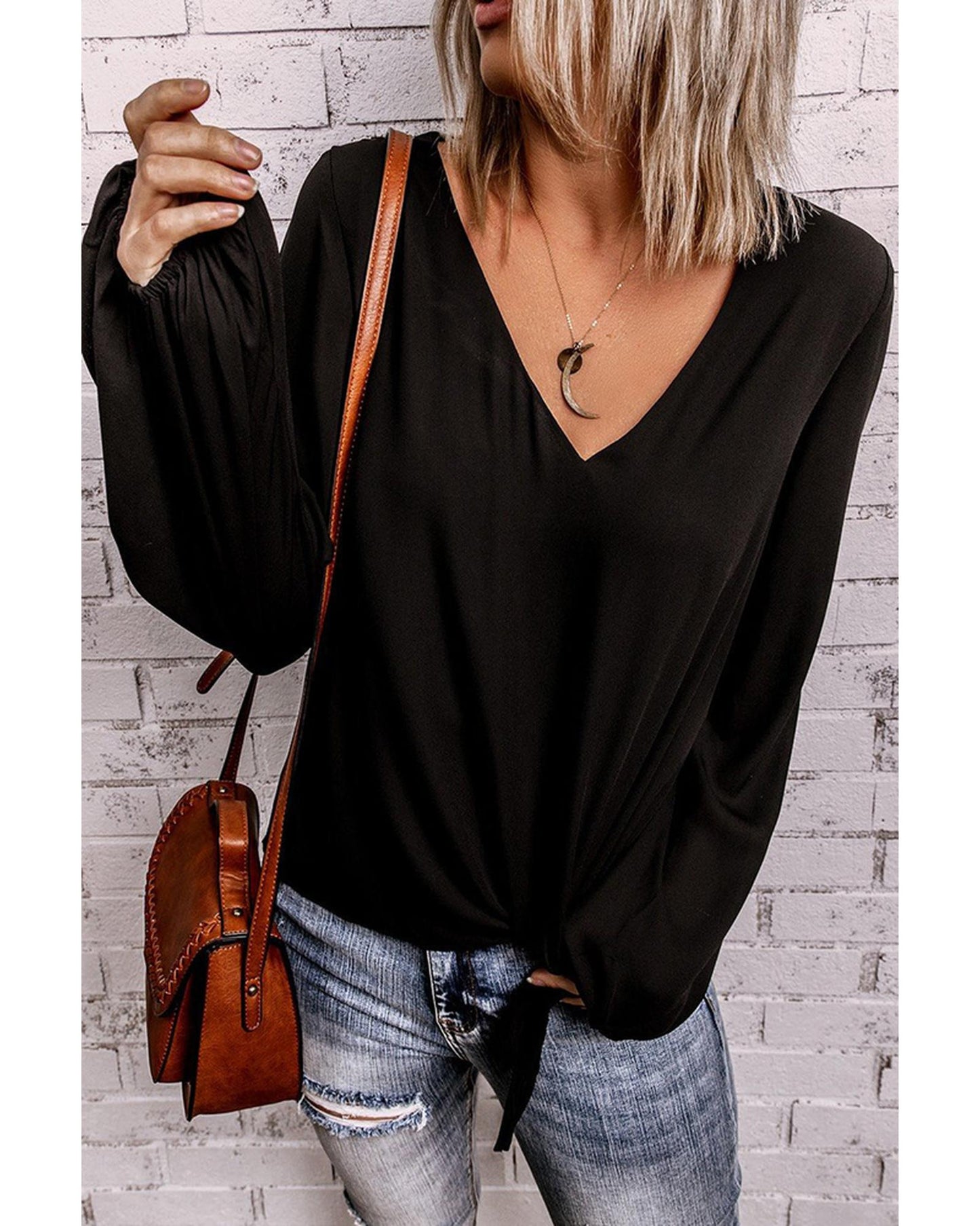 Azura Exchange Bubble Sleeve Blouse - S