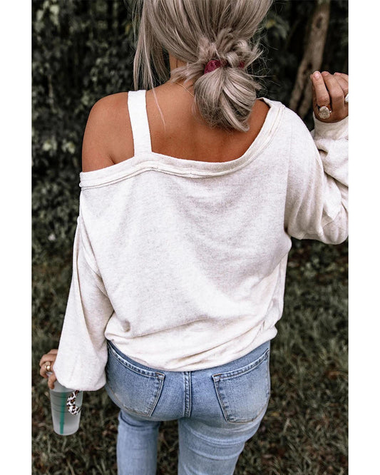 Azura Exchange Asymmetric Dew Shoulder Long Sleeve Top - M