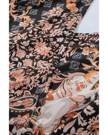 Azura Exchange Baroque Print Wrap V Neck T Shirt - M