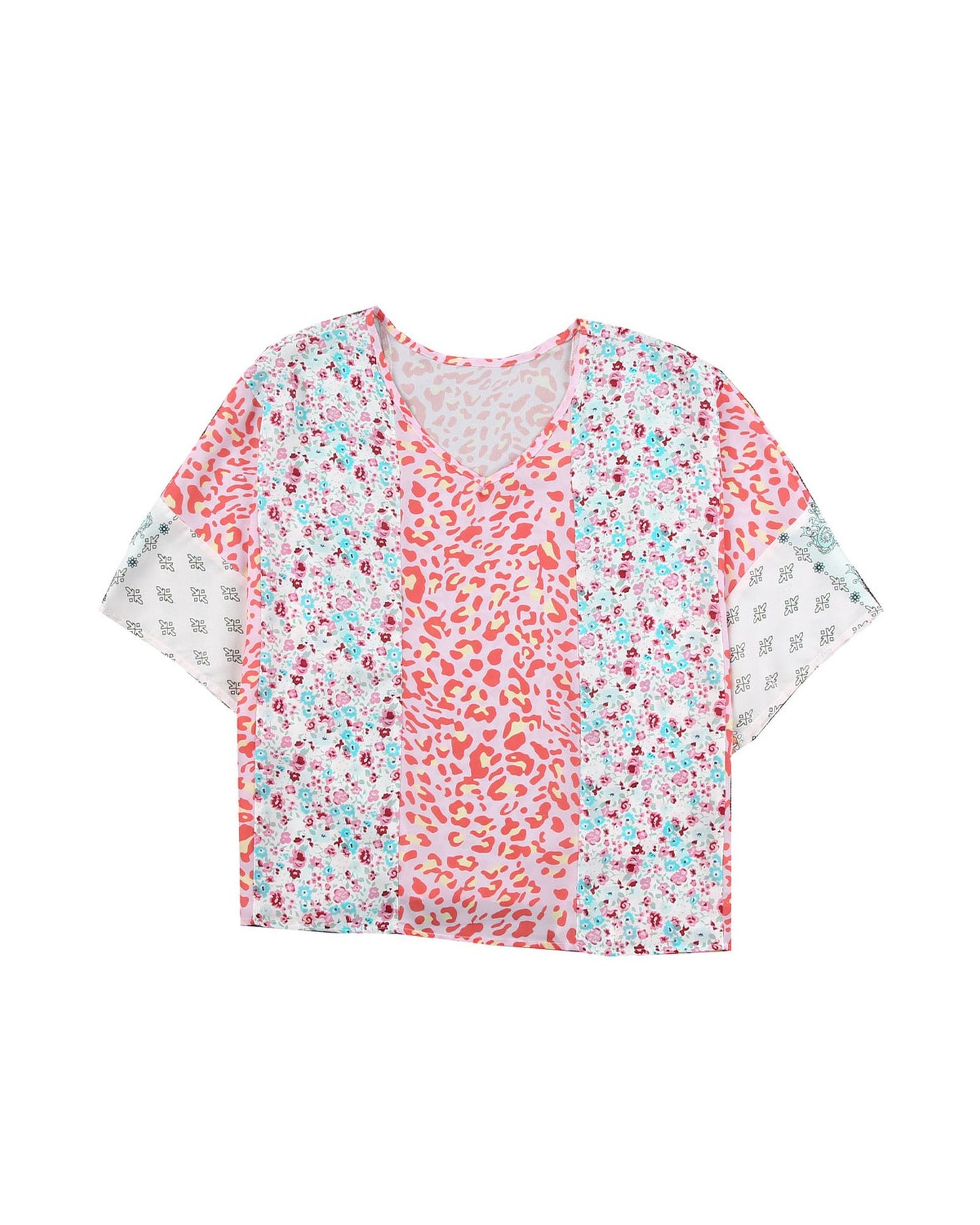 Azura Exchange Animal Floral Mix Print Cape Top - XL