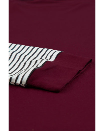 Azura Exchange Burgundy Camouflage Striped Leopard Splicing Blouse - S