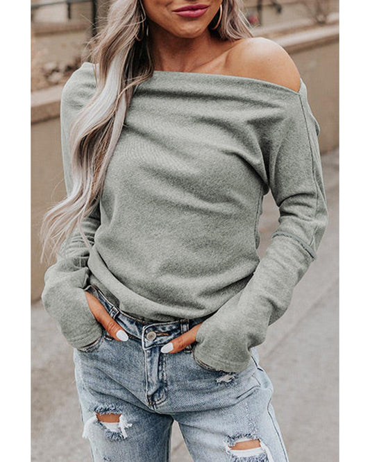 Azura Exchange Asymmetric Off-shoulder Knit Top - 2XL