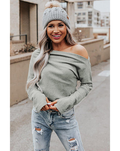 Azura Exchange Asymmetric Off-shoulder Knit Top - 2XL