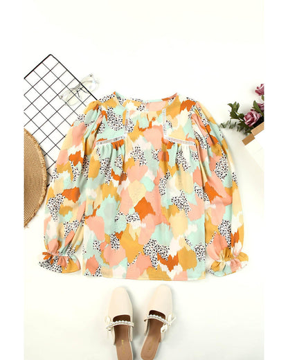 Azura Exchange Abstract Printed Long Sleeve Blouse - XL