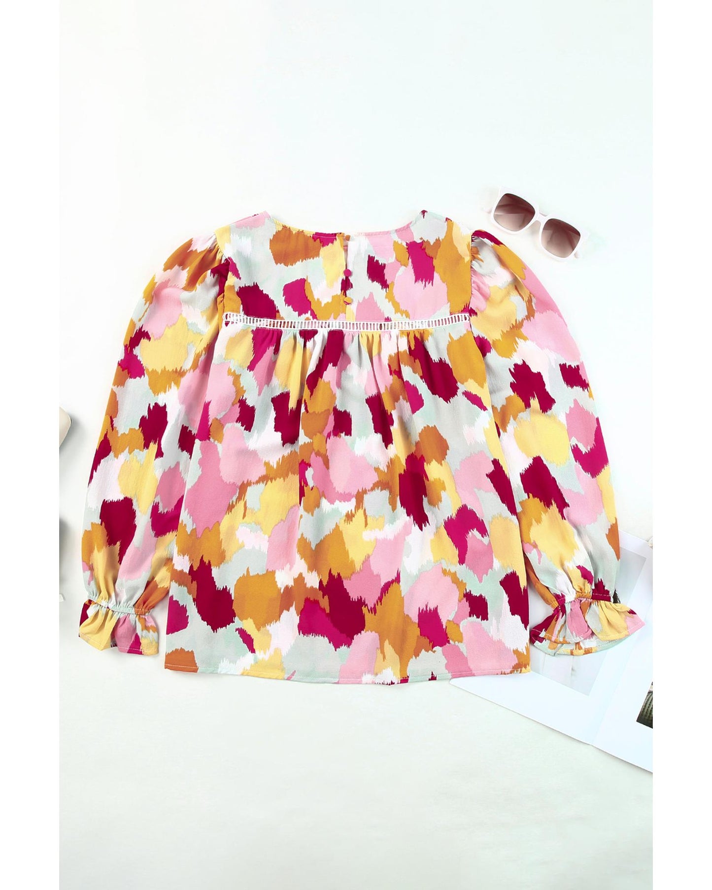 Azura Exchange Abstract Printed Long Sleeve Blouse - M