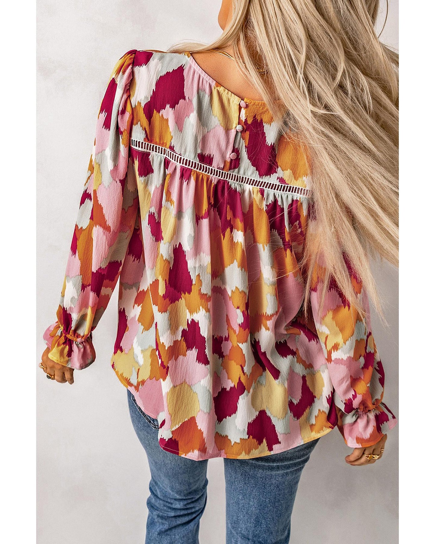 Azura Exchange Abstract Printed Long Sleeve Blouse - XL