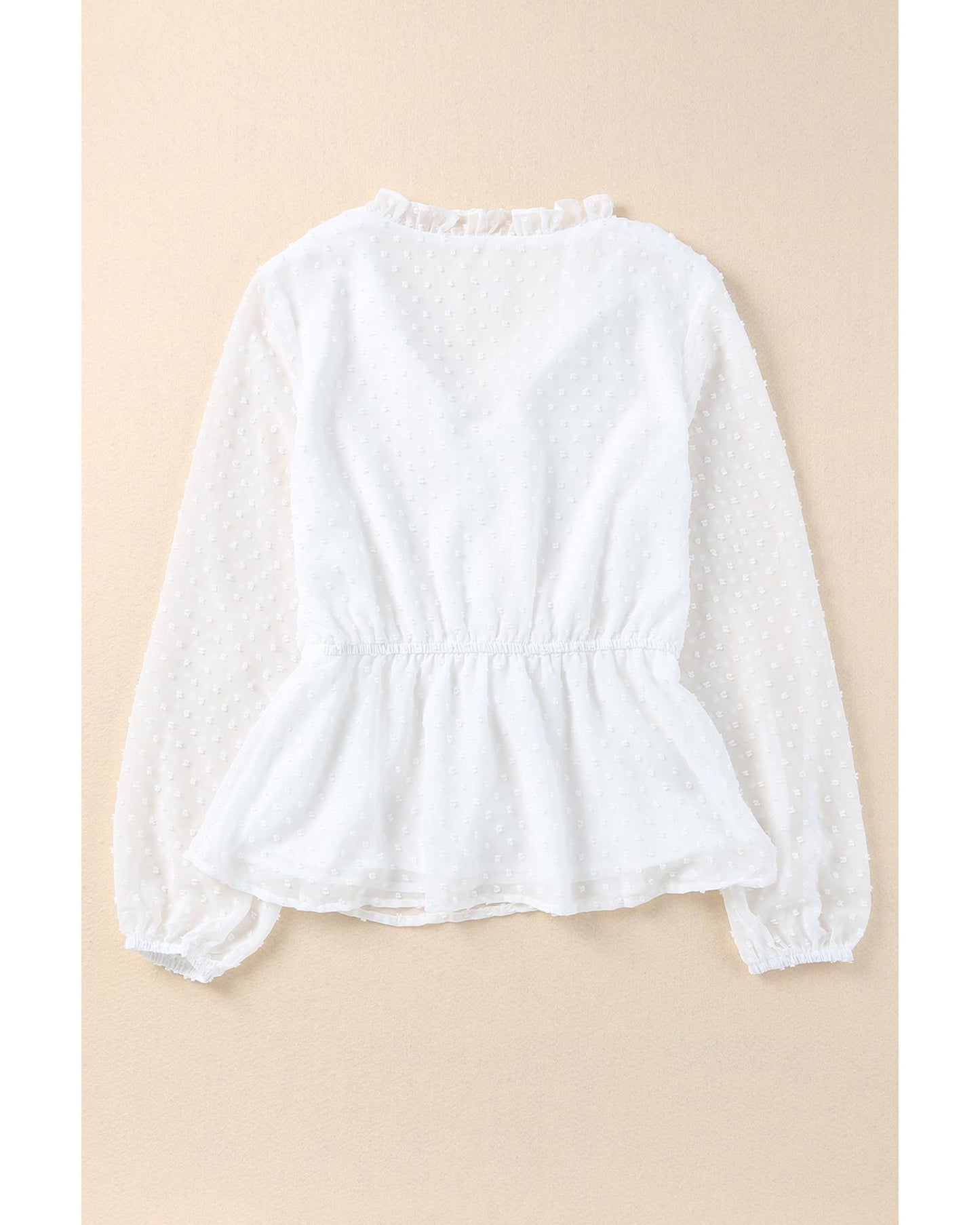 Azura Exchange Buttoned Swiss Dot Peplum Blouse - L