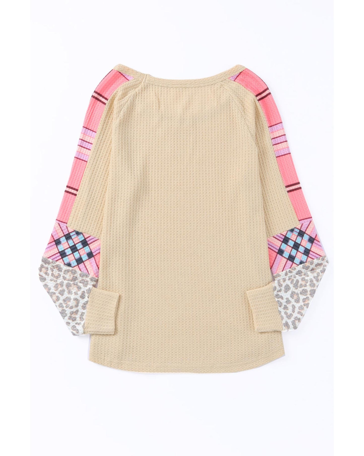 Azura Exchange Checkered Leopard Raglan Sleeve Top - L