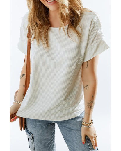 Azura Exchange Buttoned Shoulder Top - L