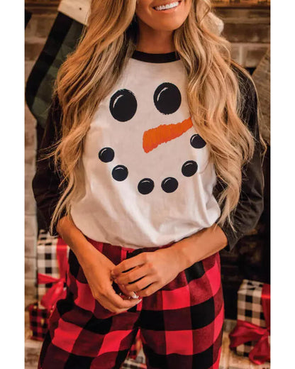 Azura Exchange Christmas Funny Face Print Color Block Top - M