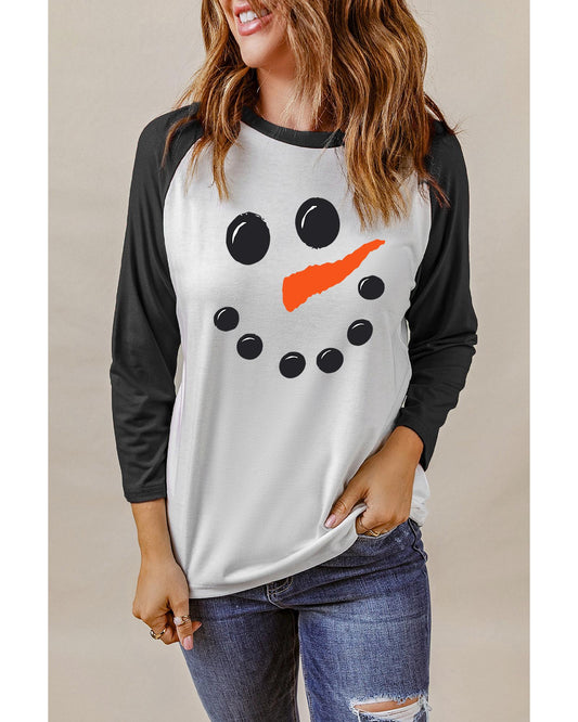 Azura Exchange Christmas Funny Face Print Color Block Top - M