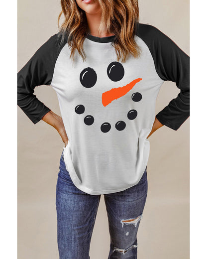 Azura Exchange Christmas Funny Face Print Color Block Top - S