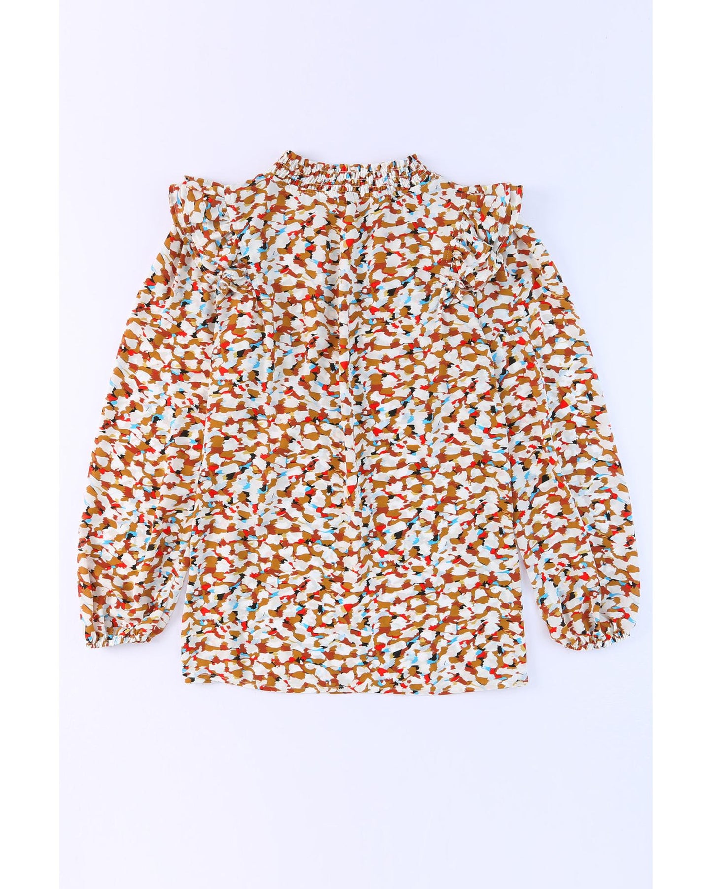 Azura Exchange Abstract Print Bubble Sleeves Loose Blouse - S