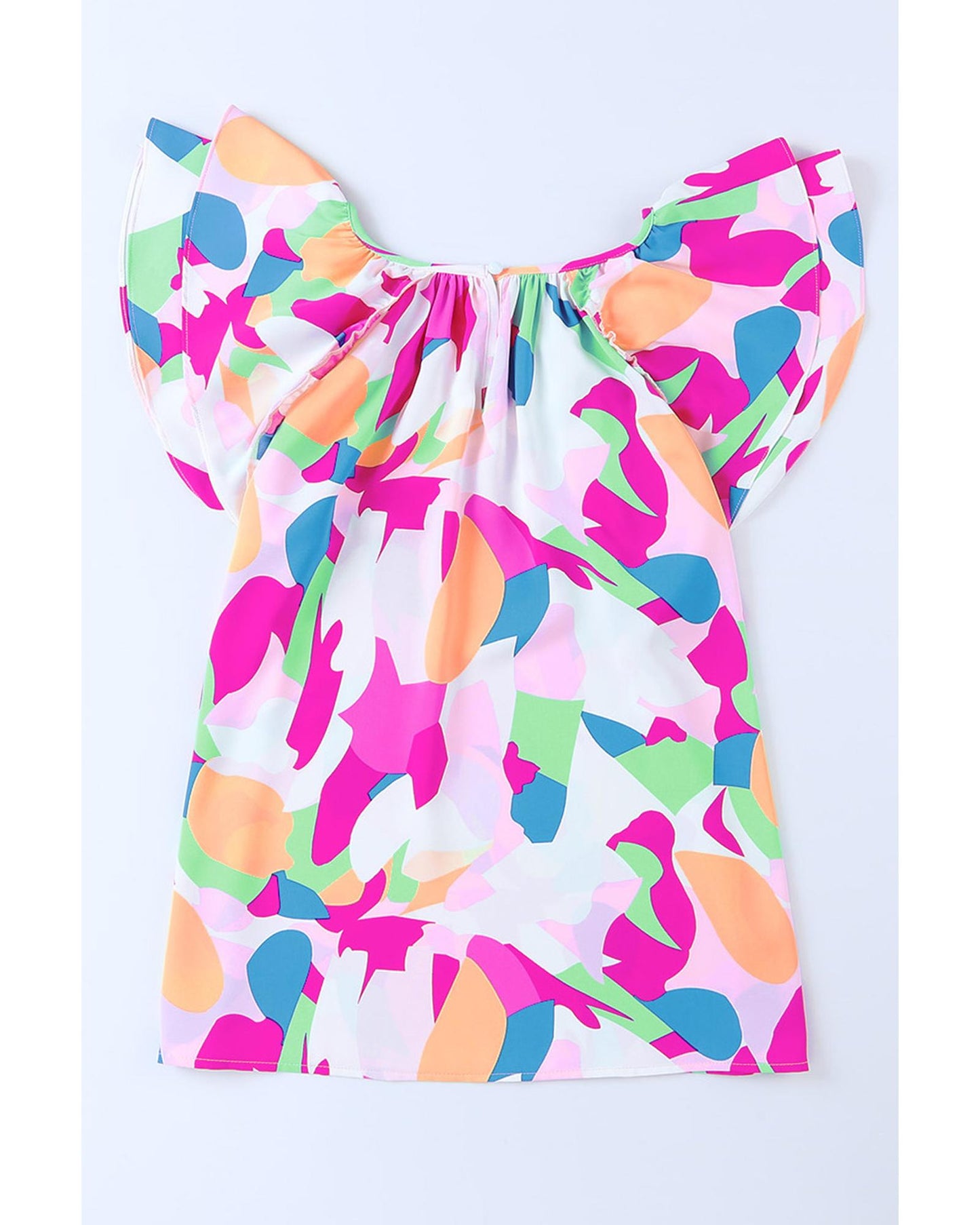 Azura Exchange Abstract Pattern Ruffle Short Sleeves Blouse - L