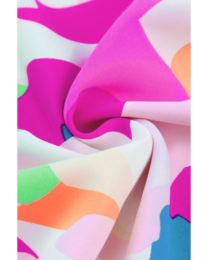 Azura Exchange Abstract Pattern Ruffle Short Sleeves Blouse - XL