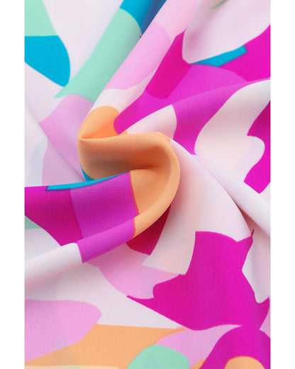 Azura Exchange Abstract Pattern Ruffle Short Sleeves Blouse - M