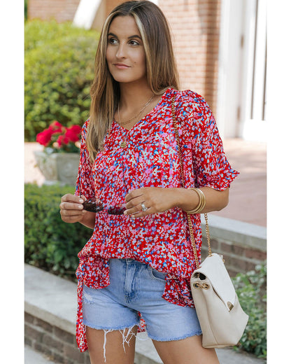 Azura Exchange Abstract Floral Print Oversize Tunic Top - S