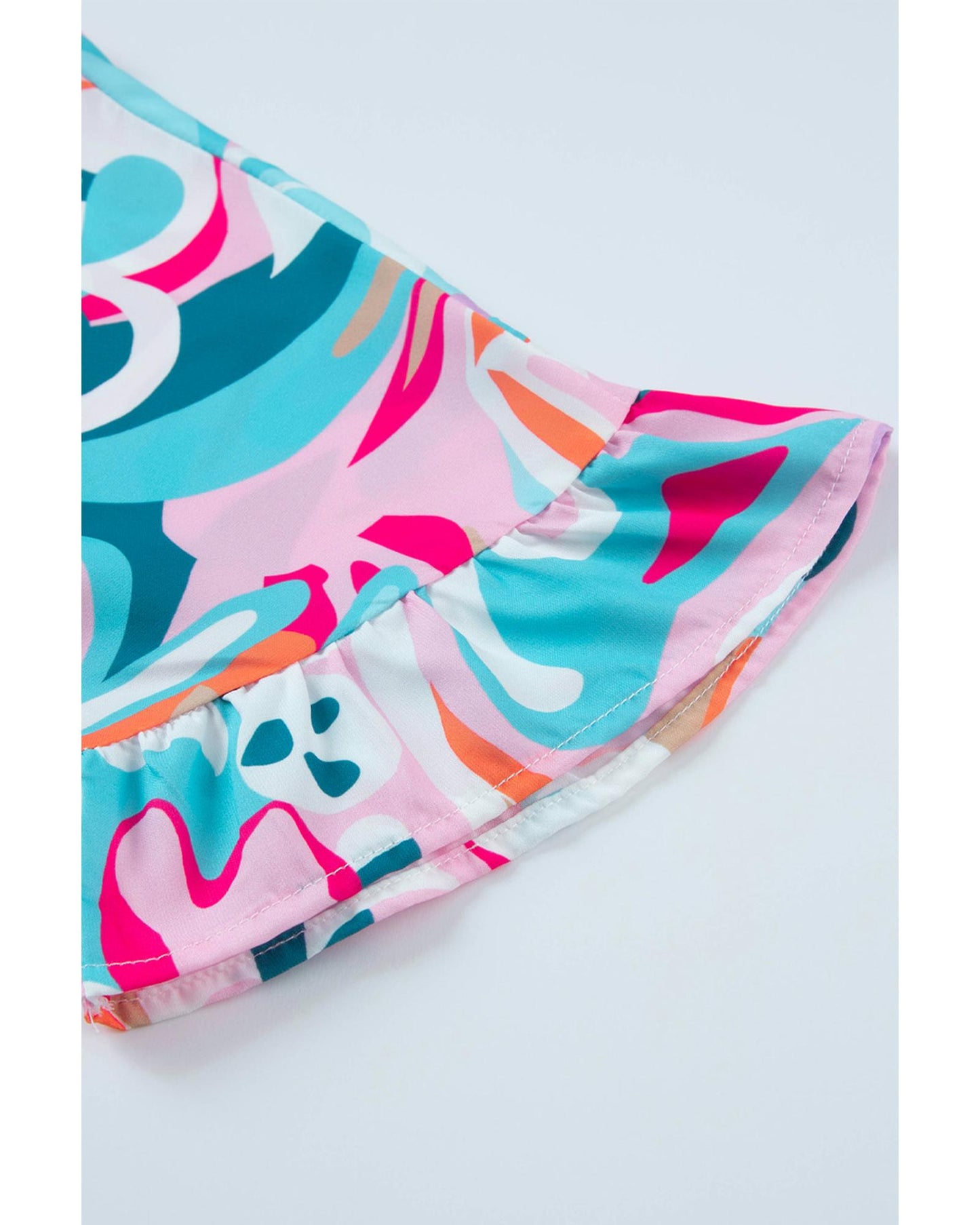 Azura Exchange Abstract Print Ruffle V Neck Blouse - S