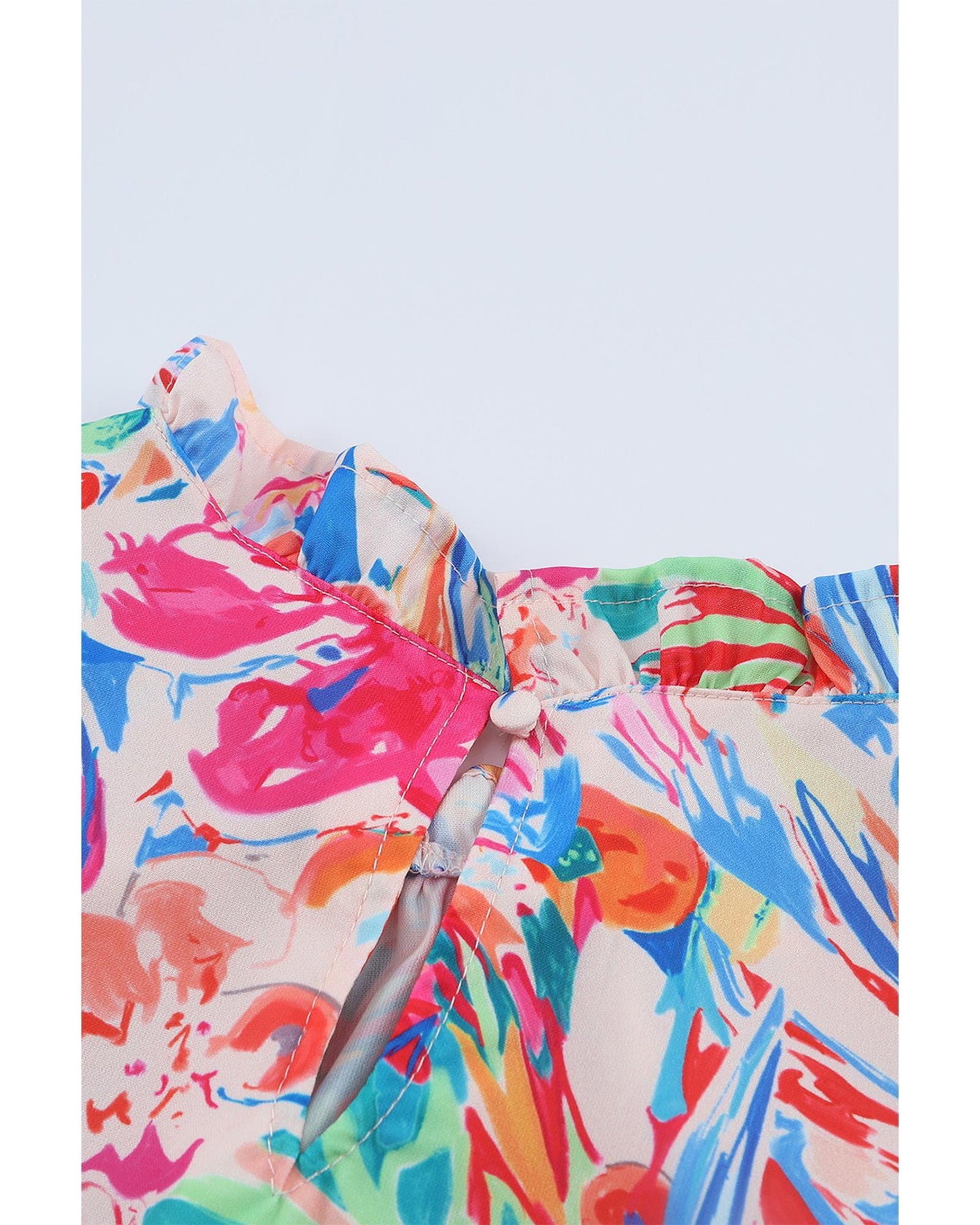 Azura Exchange Abstract Striped Patchwork Ruffled Blouse - L