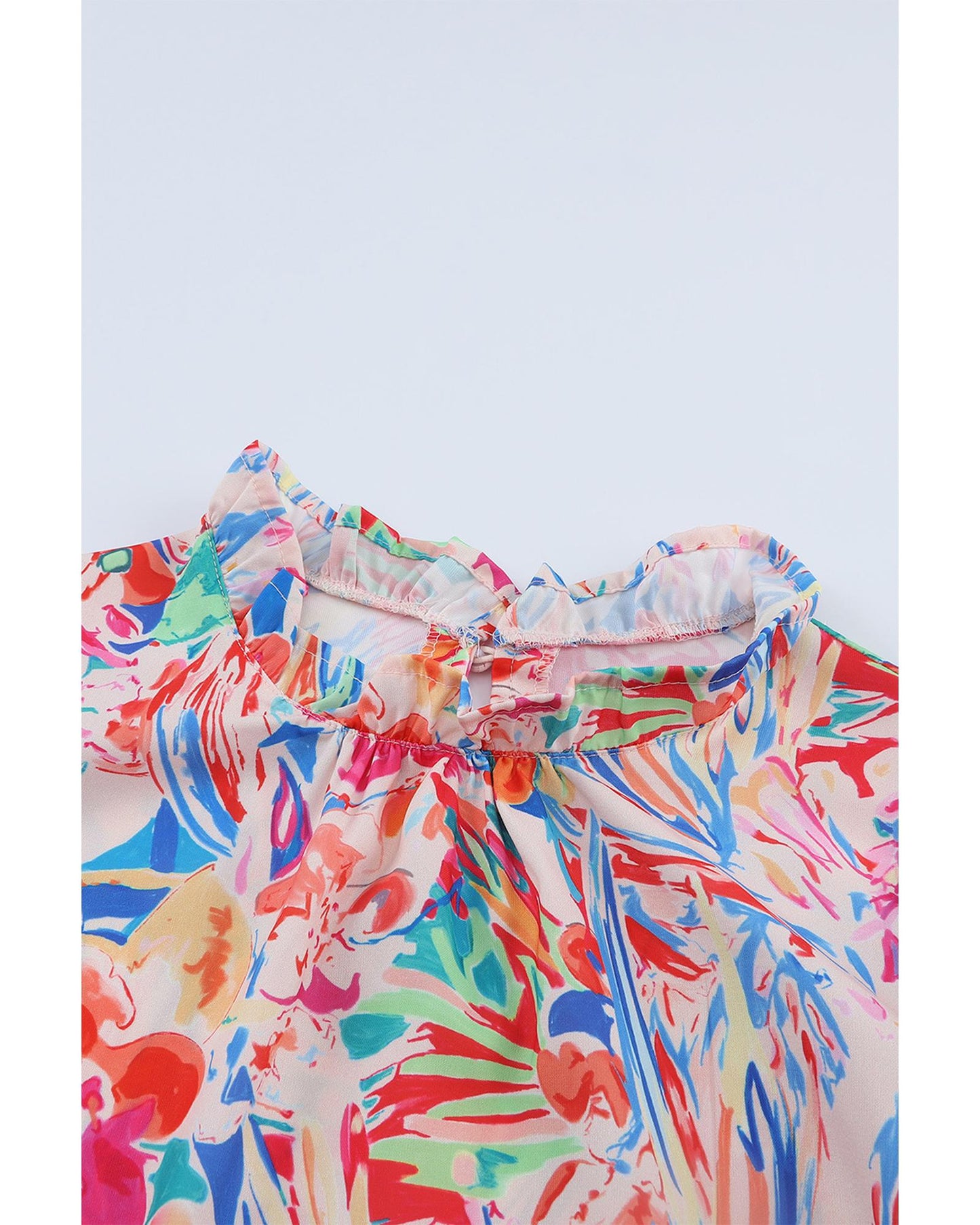 Azura Exchange Abstract Striped Patchwork Ruffled Blouse - L