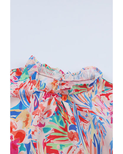 Azura Exchange Abstract Striped Patchwork Ruffled Blouse - L