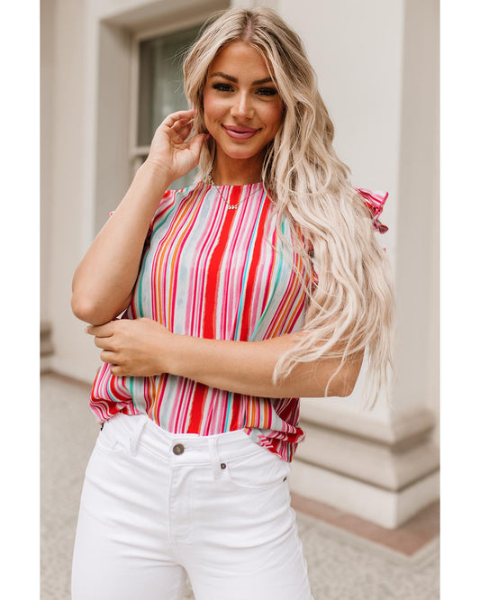 Azura Exchange Abstract Print Ruffle Sleeve Blouse - XL