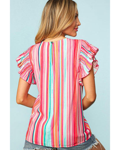 Azura Exchange Abstract Print Ruffle Sleeve Blouse - XL