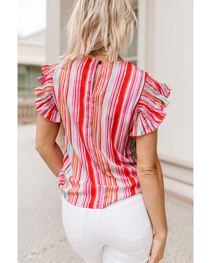 Azura Exchange Abstract Print Ruffle Sleeve Blouse - XL