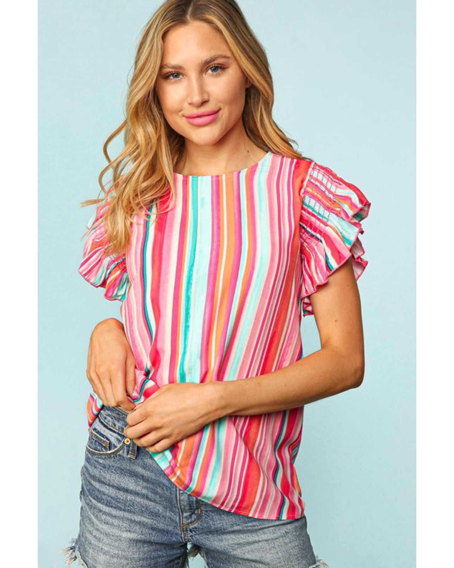 Azura Exchange Abstract Print Ruffle Sleeve Blouse - XL