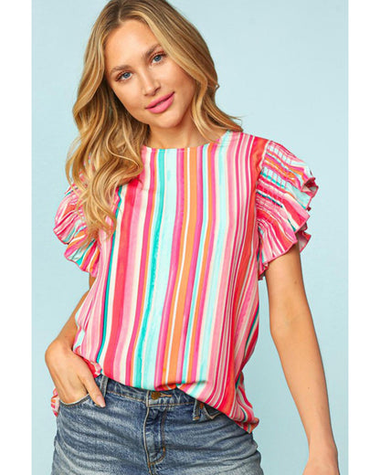 Azura Exchange Abstract Print Ruffle Sleeve Blouse - XL