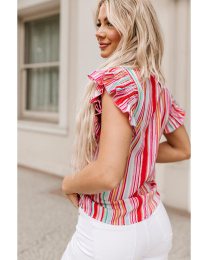 Azura Exchange Abstract Print Ruffle Sleeve Blouse - XL