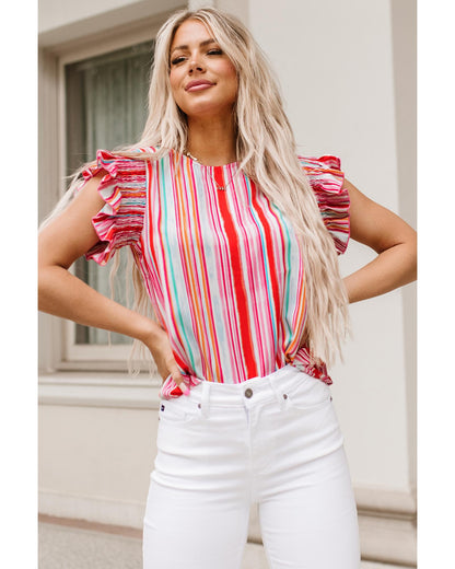 Azura Exchange Abstract Print Ruffle Sleeve Blouse - XL