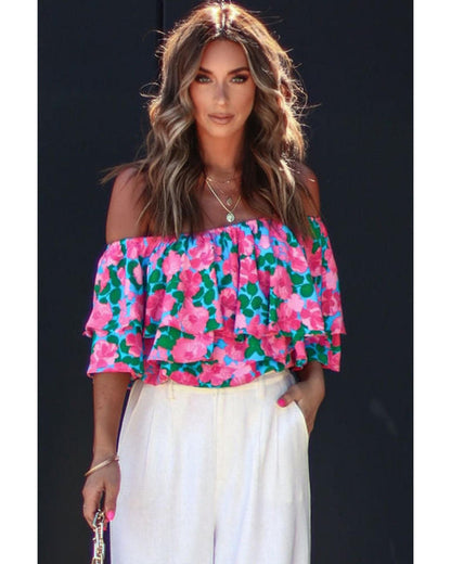 Azura Exchange Off-Shoulder Tiered Ruffle Blouse - XL