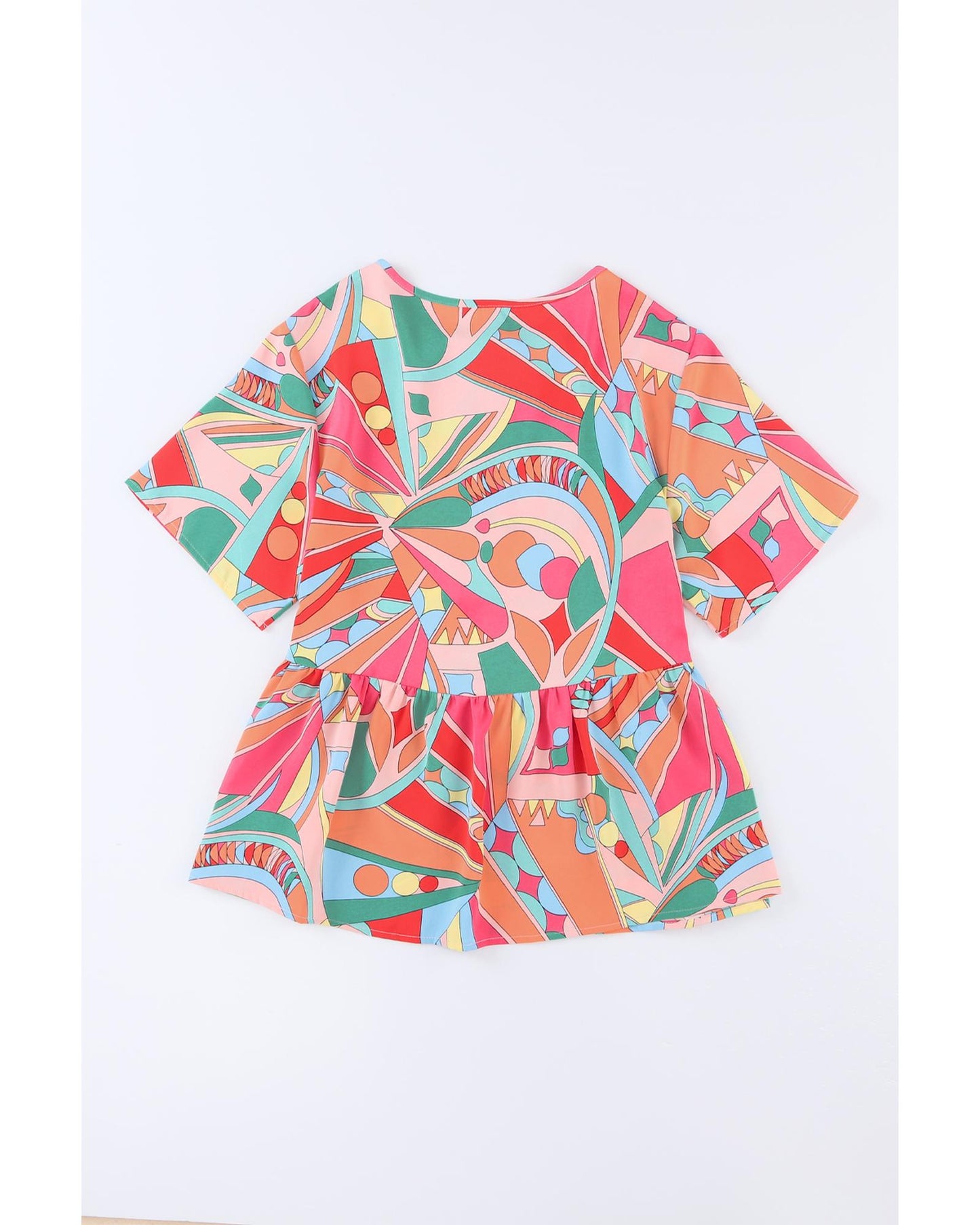 Azura Exchange Abstract Pattern Split V Neck Flowy Blouse - M