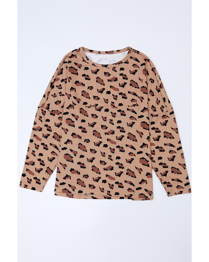 Azura Exchange Animal Print Stitching Loose Long Sleeve Top - XL