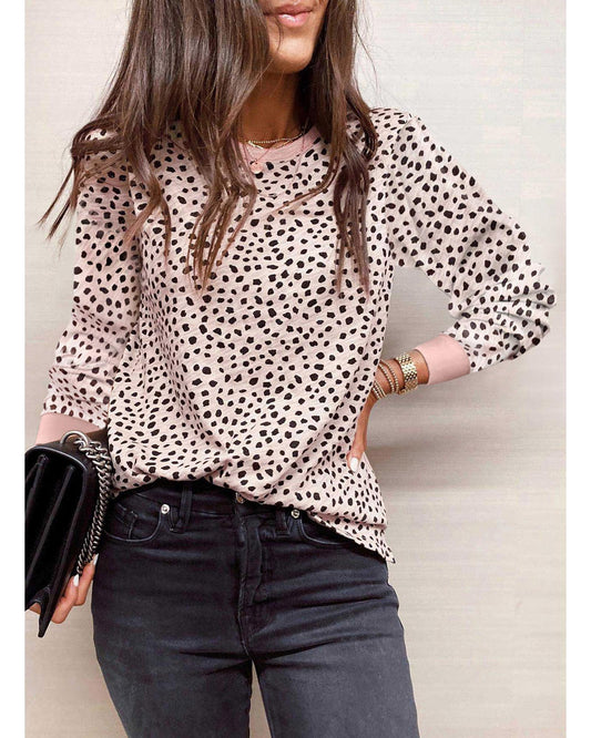 Azura Exchange Animal Spotted Print Long Sleeve Top - M