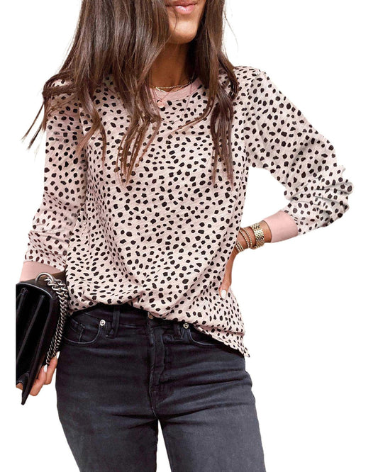 Azura Exchange Animal Spotted Print Long Sleeve Top - S