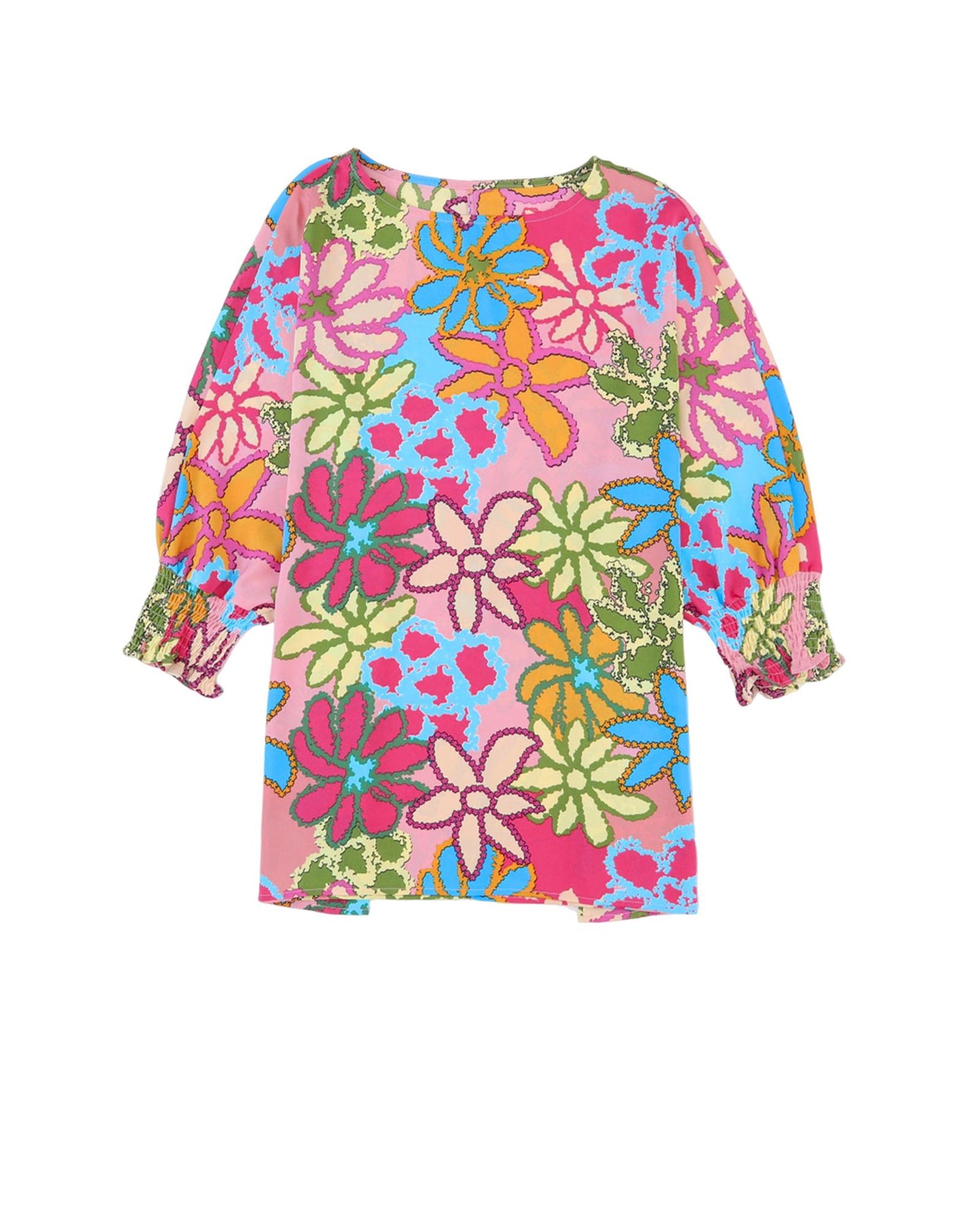 Azura Exchange Bracelet Sleeve Floral Print Blouse - S