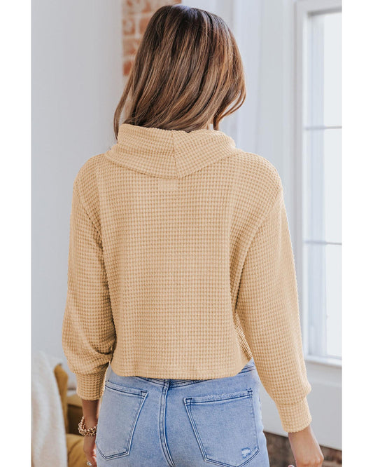 Azura Exchange Apricot Waffle Knit Turtleneck Top - S