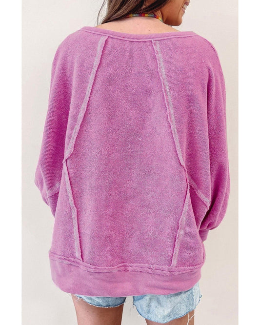 Azura Exchange Exposed Seam Terry Pullover - L