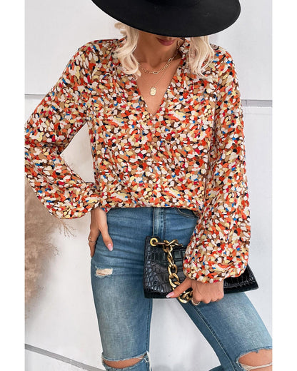 Azura Exchange Allover Print Bishop Sleeve Blouse - XL