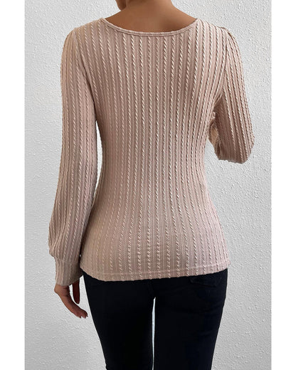 Azura Exchange Bubble Sleeve Textured Knit Top - XL