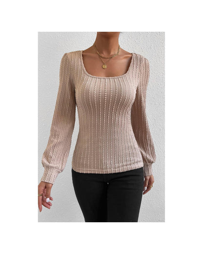 Azura Exchange Bubble Sleeve Textured Knit Top - XL